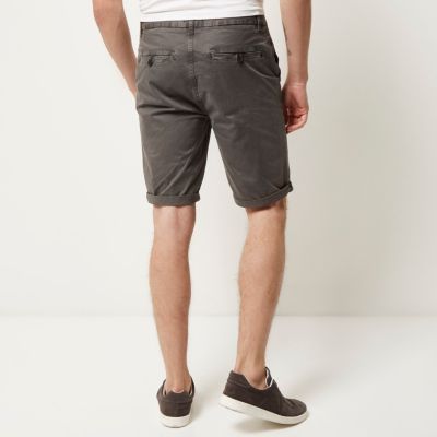 Dark grey slim chino shorts